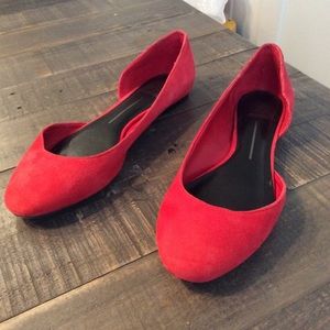 Dolce Vita Red D’Orsay Suede Flats Size 8
